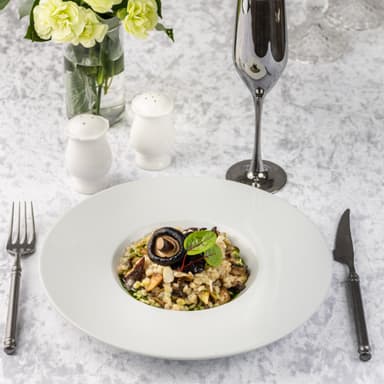 Перлотто с шиитаке, вешенками и древесными грибами