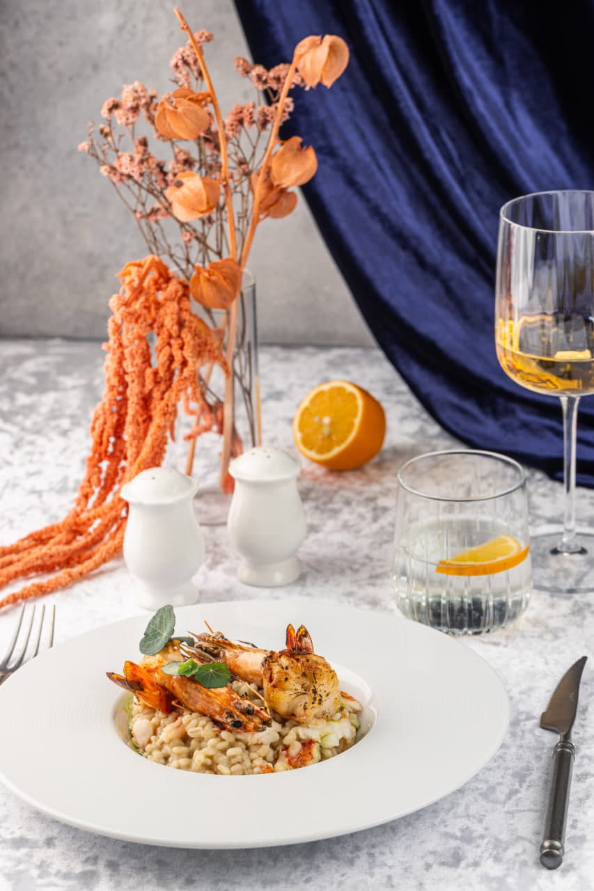 Перлотто с креветками