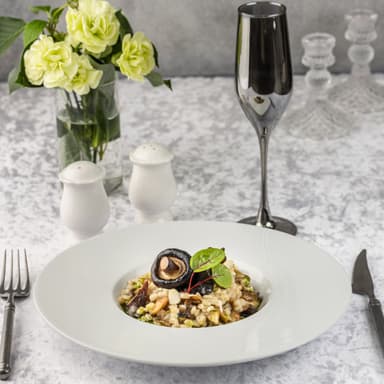 Перлотто с шиитаке, вешенками и древесными грибами