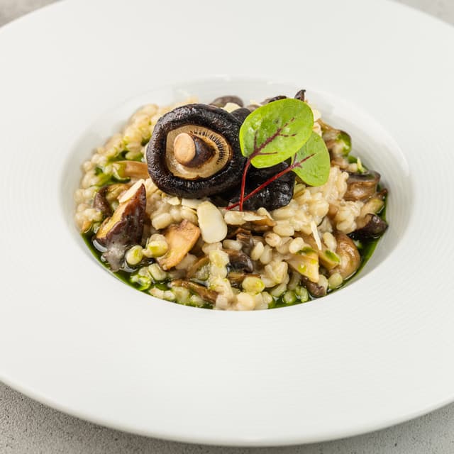 Перлотто с шиитаке, вешенками и древесными грибами