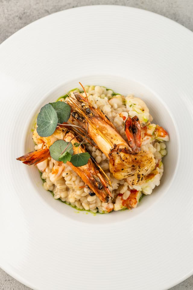 Перлотто с креветками